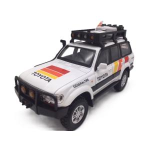 ミニカー パールホワイト 1/24 トヨタ ランドクルーザー 80 ヘッドライト＆テールライト点灯 ...