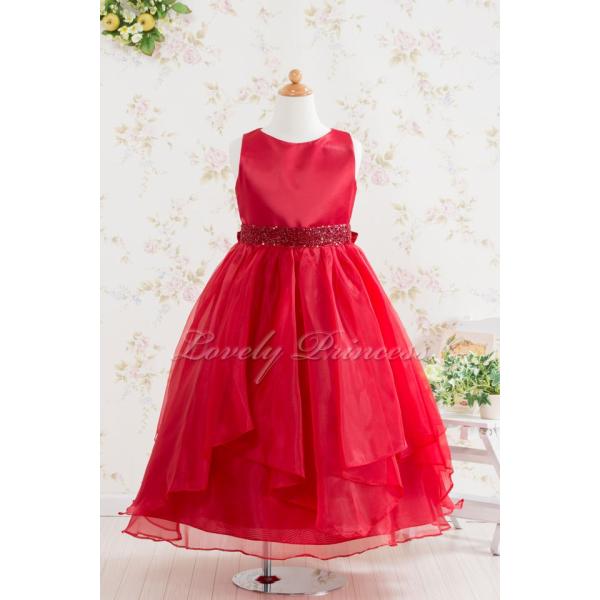 発表会子供ドレス マデリン レッド　120 130 140 150