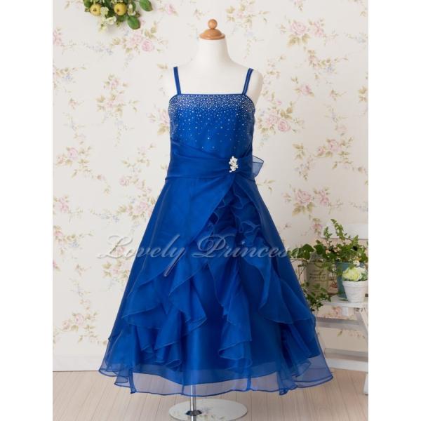 フリルが華やかな 演奏会子供ドレス マドレーヌ ロイヤルブルー