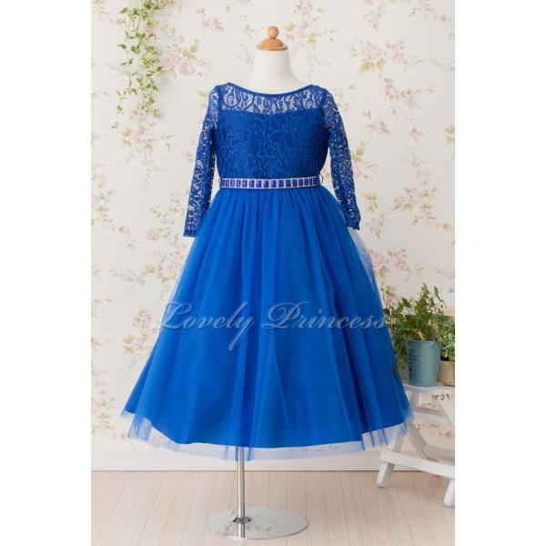 発表会 結婚式に 子供ドレス ジュニアドレス マーガレット ロイヤルブルー