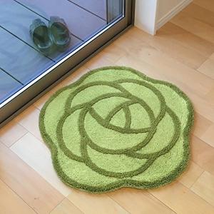 センコー S.D.S ローズ 薔薇をかたどった多用途 インテリアマット グリーン 約58×60cm 17447