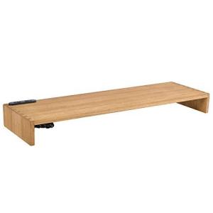 KIRIGEN 総桐 机上ラック pc台 机上 卓上 棚 デスク 上置棚 幅800mm コンセント付き 収納 机上台 木製 完成品 モニター台 パソコンラック 机上 ナチュラル