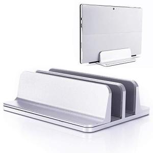 ノート パソコン スタンド 2台収納 滑り止め ホルダー 縦置き タブレット PCスタンド 調節可能 姿勢改善 腰痛 猫