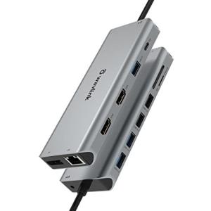 WAVLINKドッキングステーション/USB C ハブ/トリプルディスプレイ出力/アルミニウム グレー USB3.0 USB2.0 LAN 87W 4K H