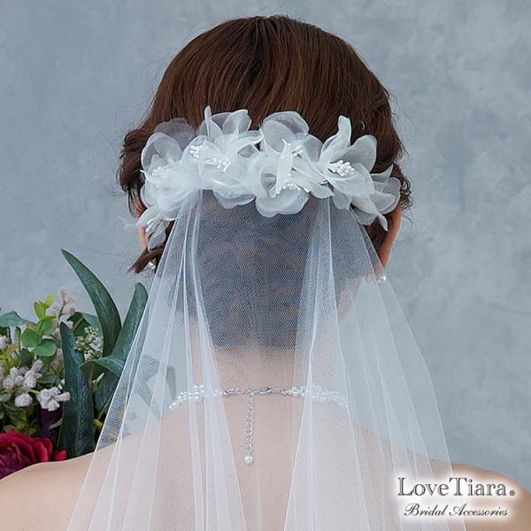 ヘッドドレス 花嫁 結婚式 ナチュラル シンプル 花嫁 結婚式 ウェディング  オーガンジー フラワ...