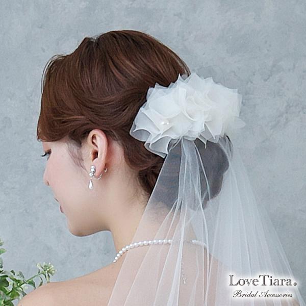 ヘッドドレス 花嫁 結婚式 ナチュラル シンプル 花嫁 結婚式 ウェディング パール＆オーガンジー
