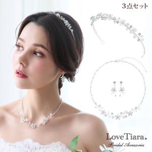 WEB 限定 小枝 結婚式 ウエディング ブライダル カチューシャ お洒落 可愛い 小枝ティアラ ＆ ネックレス イヤリング / ピアス 3点 セット｜lovetiara-bridal