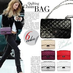 ショルダーバッグ レディース 人気 斜めがけ キルティング バッグ チェーンバッグ フェイクレザー6色