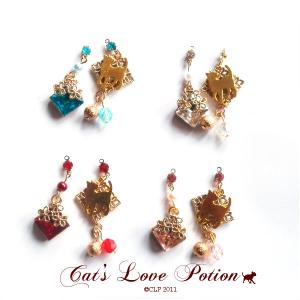 猫 ピアス 和 花かけら ピアス  Cat's Love Potion｜lovexclp