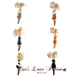 猫の天使のストラップ 猫 ストラップ 天使ねこ ドロップ チャーム Cat's Love Potion : CLP