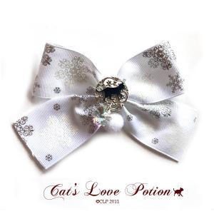猫 ヘアアクセサリー 雪降る日の リボン ヘアゴム ヘアクリップ ポニーフック Cat's Love Potion｜lovexclp