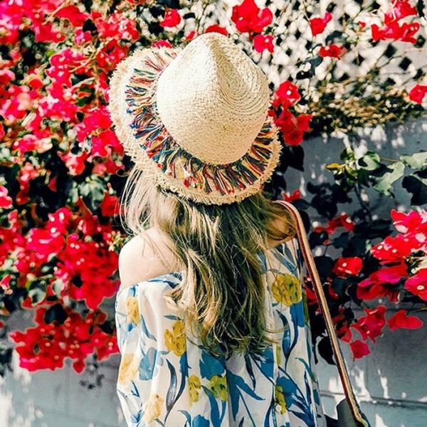 麦わら帽子 ストローハット カンカン帽 日よけ帽 女優帽 ラフィア ハット レディース ダメージ加工...