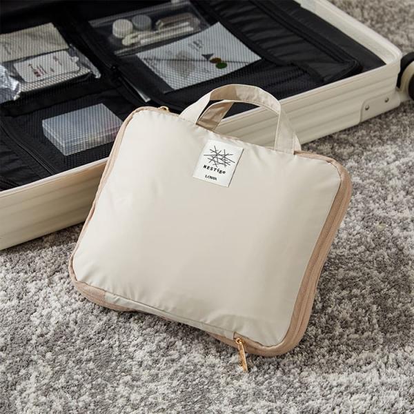 圧縮ポーチ 圧縮袋 衣類 圧縮オーガナイザー コンパクト ファスナー 撥水 加工 両面 衣類ケース ...