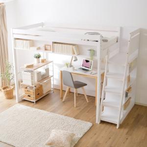 ロフトベッド ハイタイプ 階段 シングル おしゃれ