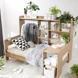 システムベッド ベッドフレーム シングル おしゃれ デスク ロータイプ 収納 木製 コンセント 宮付き 子供 大人用 人をダメにするベッド ロウヤ (hb)