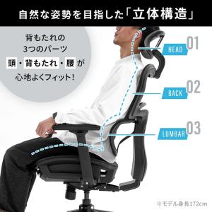 オフィスチェア メッシュ ゲーミングチェア デ...の詳細画像4