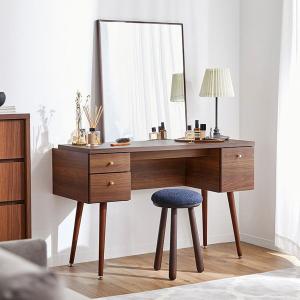 ドレッサー ミラー 長方形 60×80 デスク PCデスク 化粧台 鏡台 鏡 引き出し タップ収納 収納 メイク シンプル おしゃれ 一人暮らし 木目 天然木 ロウヤ