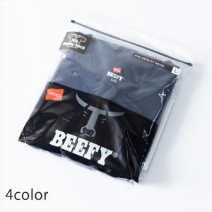 BEEFY ビーフィー HANES ヘインズ Tシャツ メンズ 半袖 ヘンリーネック リブ テレコ タグレス ヘビーウェイト 厚手 パックTシャツ トップス インナー メンズ｜lowcos