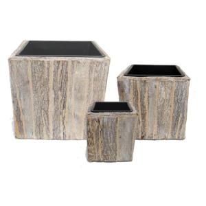 室内用植木鉢カバー ホワイトウォッシュ スクエア型 3サイズ 1組 花 ガーデニング インナーポット付 タック プランター 園芸 ガーデニング用品 スクエア型 Ds Bkワールドエイト