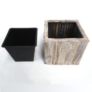 室内用植木鉢カバー ホワイトウォッシュ スクエア型 3サイズ 1組 花 ガーデニング インナーポット付 タック プランター 園芸 ガーデニング用品 スクエア型 Ds Bkワールドエイト