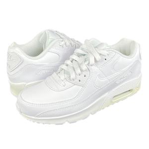 【アウトレット】NIKE AIR MAX 90 LTR GS ナイキ エア マックス 90 レザー GS WHITE/WHITE/METALLIC SILVER cd6864-100｜lowtex