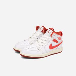 NIKE AIR JORDAN 1 MID PS ナイキ エア ジョーダン 1 ミッド PS 海外限定 日本未発売モデル キッズ 子ども WHITE/DUNE RED/SAIL/LOBSTER ホワイト FJ3467-160｜LOWTEX