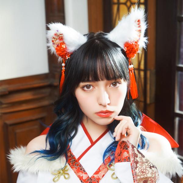 和柄カチューシャ 白猫 909460