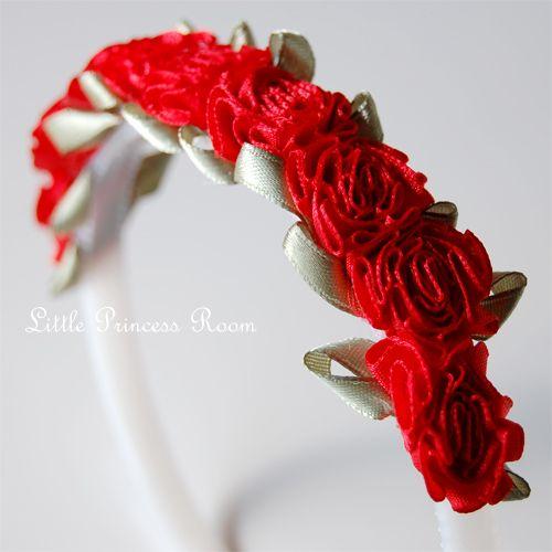 メール便配送可/リボンローズ・カチューシャ　赤 /ハロウィン、衣装、仮装、子供、コスチューム、プリン...