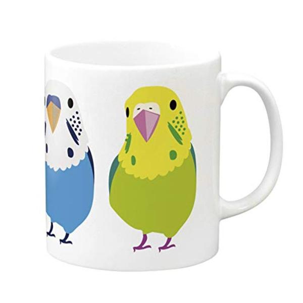 セキセイインコのイラストのマグカップ：フォトマグ（世界の野鳥シリーズ）