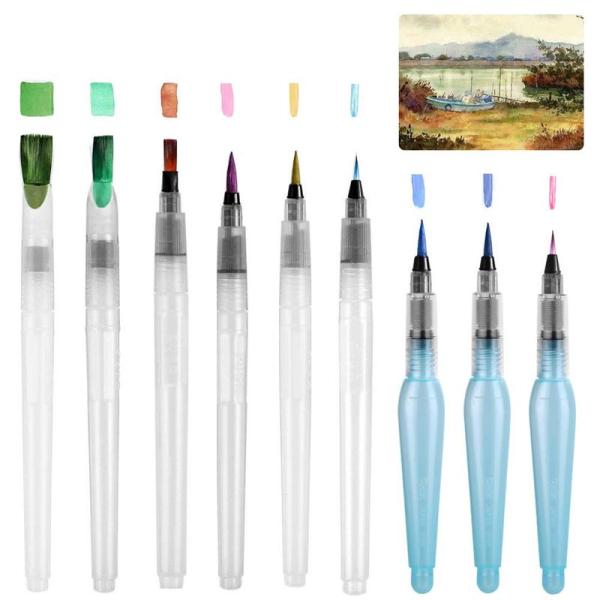 TIMESETL 水筆 水筆ペン 9本セット ウォーターブラシ 水彩画用筆 1mm -10mm