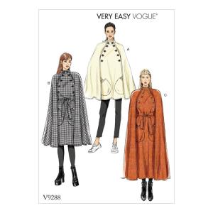 vogue patternsVERY EASY ケープコート ハイカラー ポケット ベルト付き 型紙セット サイズ：Xsm-Sml-Med｜lr-store