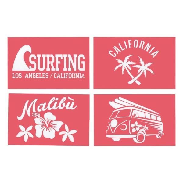 ステンシルシート SURF CALIFORNIA ４枚セット 18x28cm