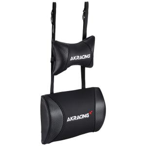 AKRacing クッションセット 交換用ヘッドレスト+ランバーサポートセット PUレザー カーボンブラック