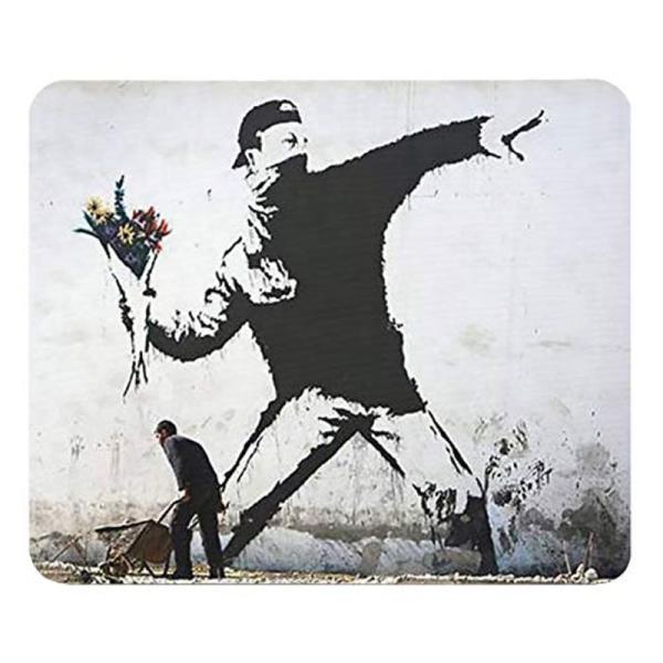 バンクシー『 花束を投げる男 』のマウスパッド：フォトパッド（ストリートアートシリーズ）