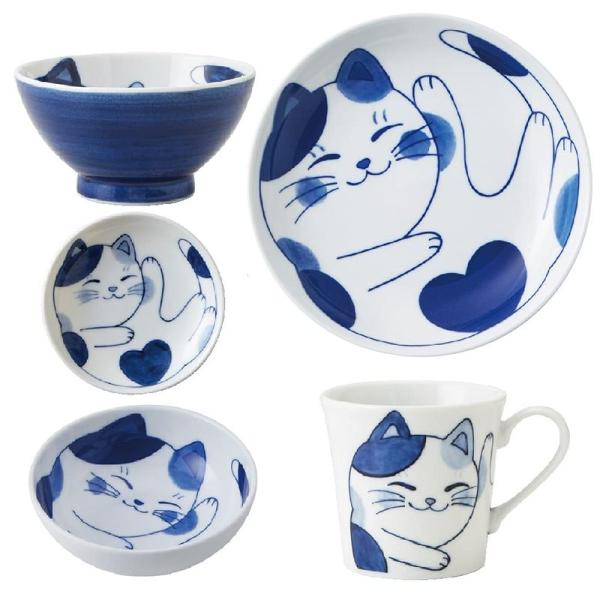 Cat&apos;s pottery ねこちぐら(ミケ) 食器５点セット 軽量食器(うすかる) 日本製 美濃焼