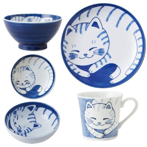 Cat&apos;s pottery ねこちぐら (トラ) 食器５点セット 軽量食器(うすかる) 日本製 美濃...