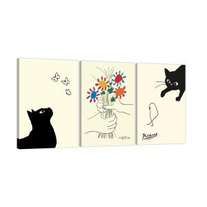 ピカソ猫の絵 猫と友情の花 3枚 パネル アート...の商品画像