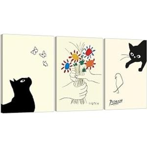 ピカソ猫の絵 猫と友情の花 3枚 パネル アー...の詳細画像4
