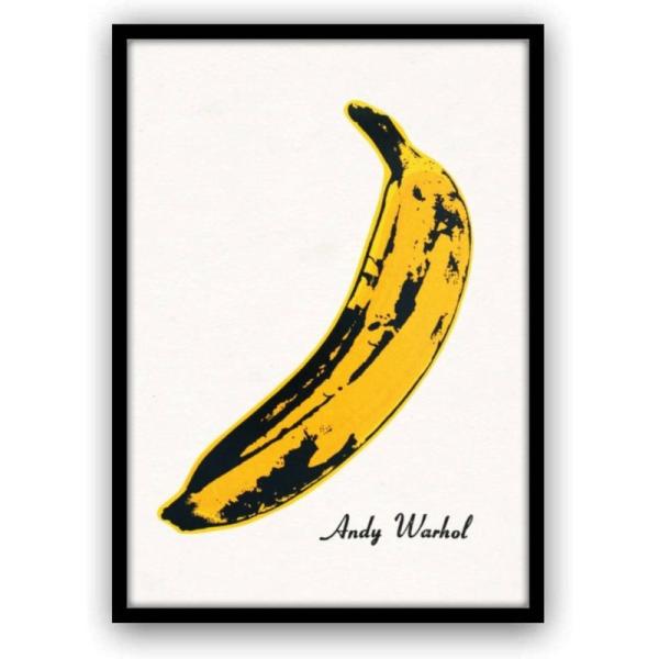 アンディ・ウォーホル バナナの絵 ポスターaoipro (A4サイズ（黒フレーム付き）)