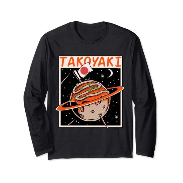 Fried Octopus Balls Planet たこ焼き 蛸焼 Takoyaki 長袖Tシャツ