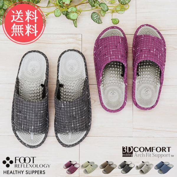 送料無料 健康スリッパ リフレクソロジー 3Dコンフォート 室内 レディース メンズ