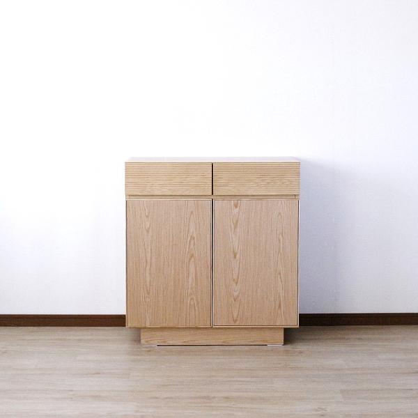 サイドボード リビングボード キャビネット ナチュラル ウォールナット 80 幅 リビング 棚 収納...