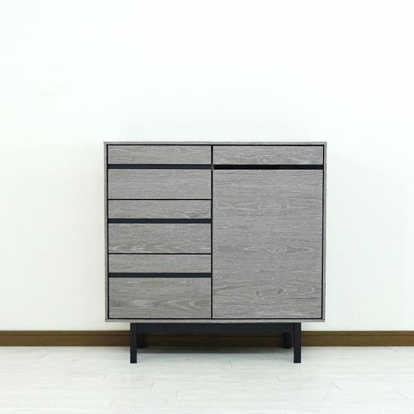 サイドボード リビングボード キャビネット グレー ウォールナット リビング 棚 収納 天然木 木製...