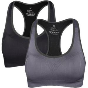 Lalaly2枚組スポーツブラ 速乾 伸張 パット付き 脇高 はみ肉スッキリ ブラジャー 高品質 胸が揺れない スポーツブラ