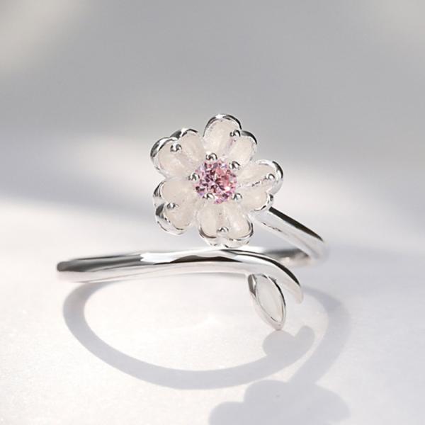 指輪 リング フリーサイズ 桜 春 ギフト 記念日 誕生日 レディース 925シルバー プレゼント ...