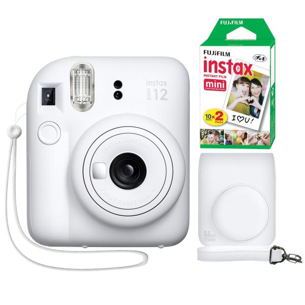 Fujifilm Instax Mini 12 インスタントカメラクレイホワイト + ミニメイトカス...