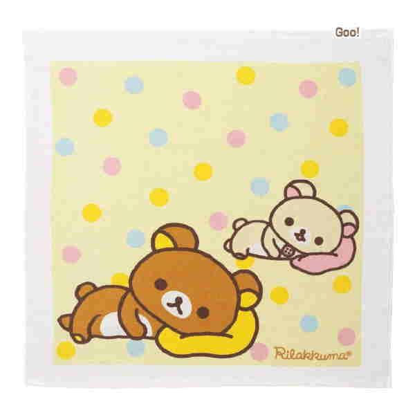 リラックマ 湯上げタオル フォトケット 80×80cm　色：イエロー　裏面ガーゼ　出産祝い　西川リビ...