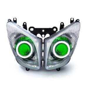 Demoneyes デーモンアイ HID プロジェクター LED ヘッドライトユニット グリーン ヤマハ T-MAX 500 2008-2011｜ltandpjapan