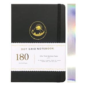 弾丸点線ジャーナル 180gsmバンブーペーパー A5サイズドットグリッドノートブック ファインフェイクPUレザー X