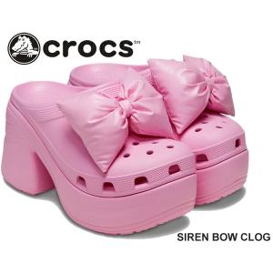 クロックス サイレン ボウ クロッグ crocs SIREN BOW CLOG PINK TWEED 210000-6wy ピンク ミュール 厚底 リボン ROSE レディース